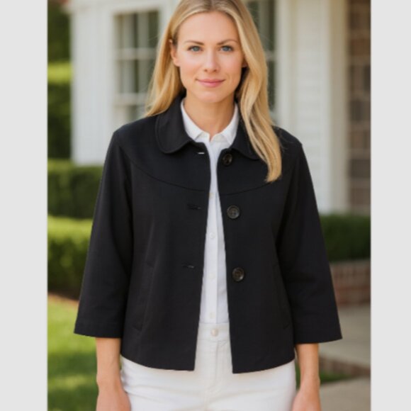 MICHAEL Michael Kors  Cropped Pea Coat Jacket 3/4 Sleeve 3 Button size S/P - Picture 1 of 11